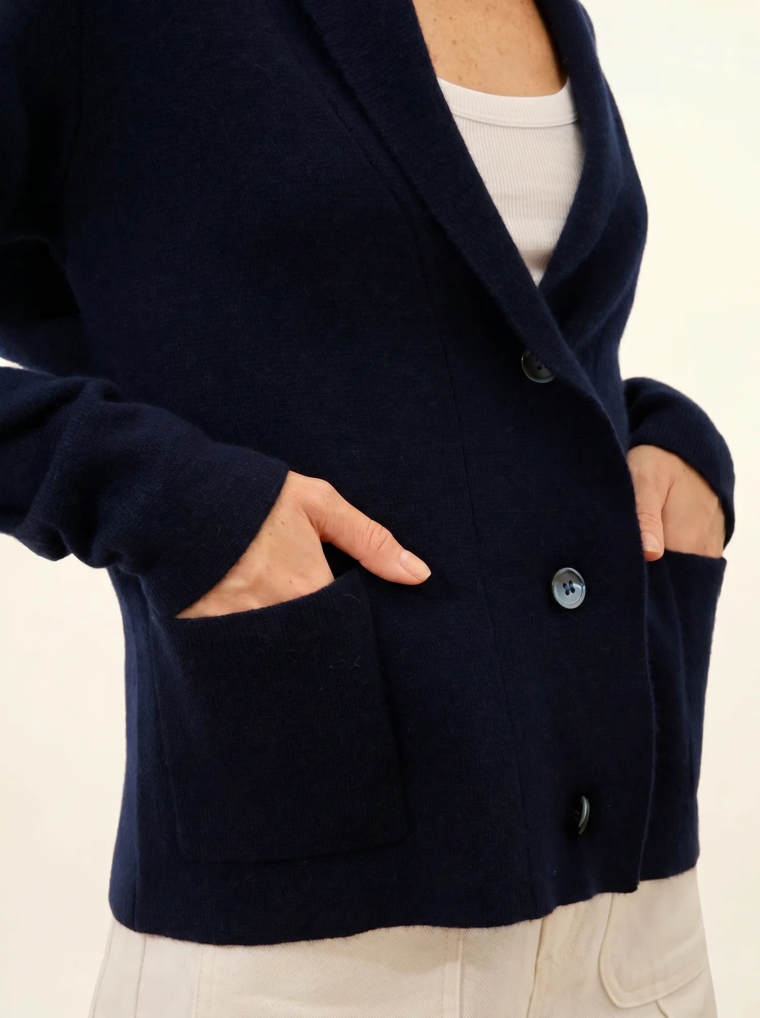 MILA jacke geknöpft schalkragen marineblau