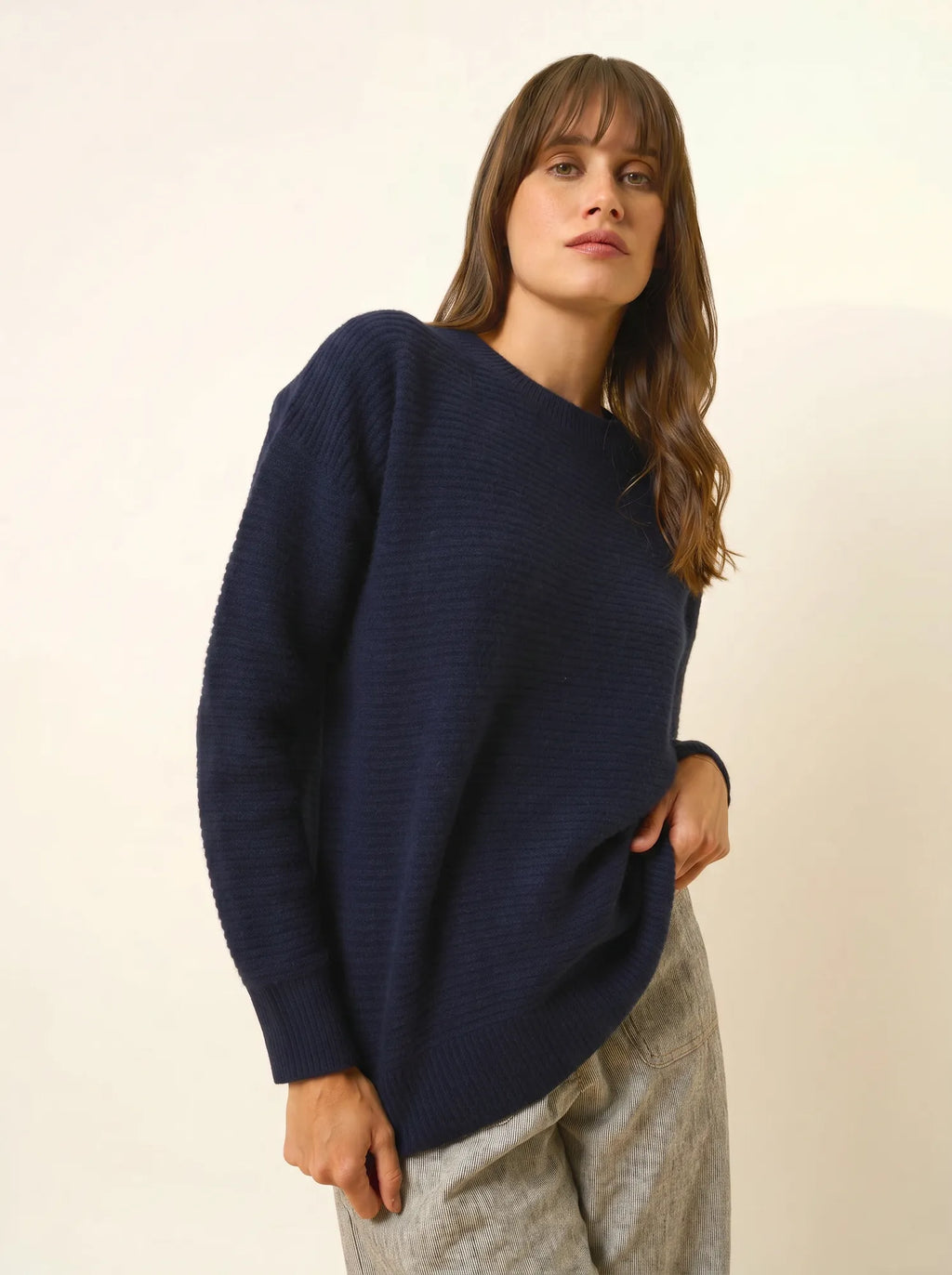 LOUNA pullover rundhalsausschnitt 4-fädig marineblau