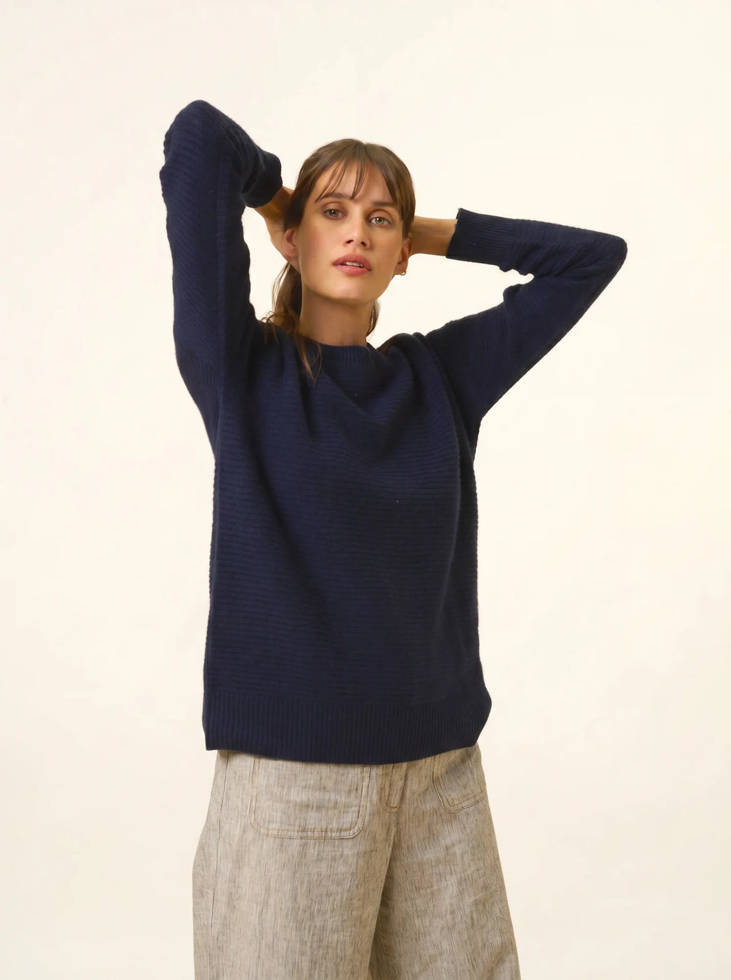 LOUNA pullover rundhalsausschnitt 4-fädig marineblau