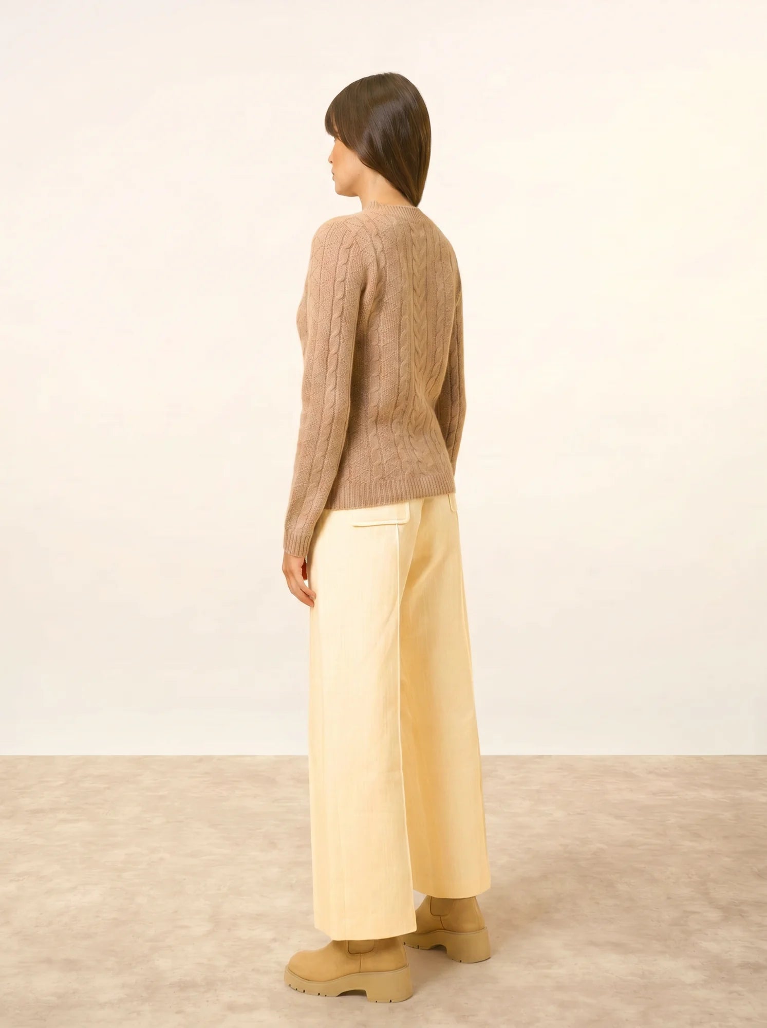 OLIVIA pullover rundhalsausschnitt 8-fädig camel meliert