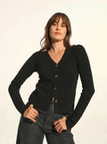 CAMILLE strickjacke v-ausschnitt schwarz