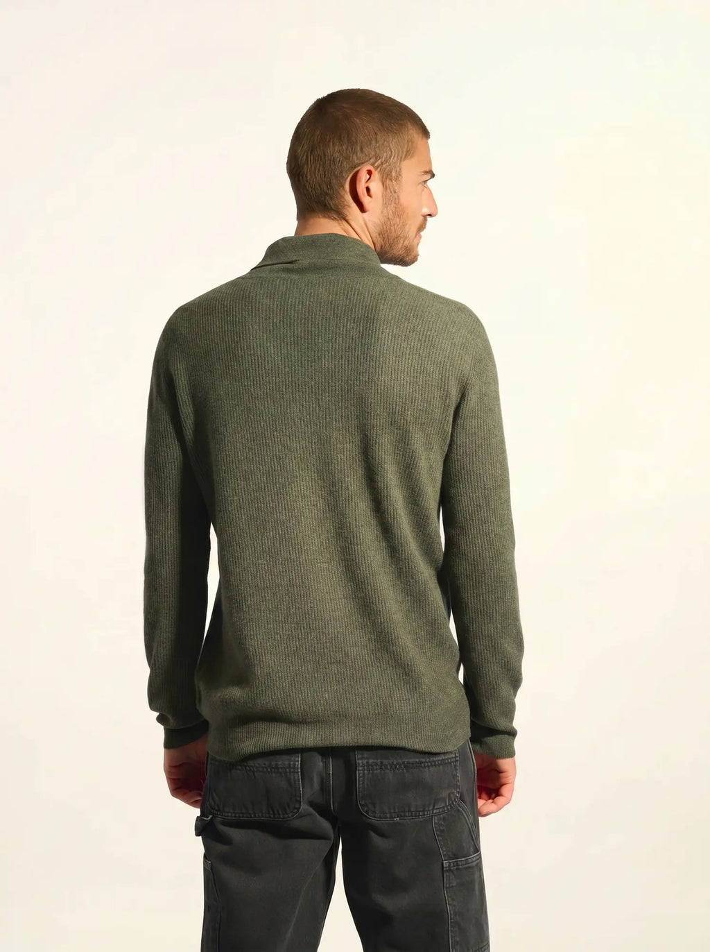 NINA pullover schalkragen khaki meliert