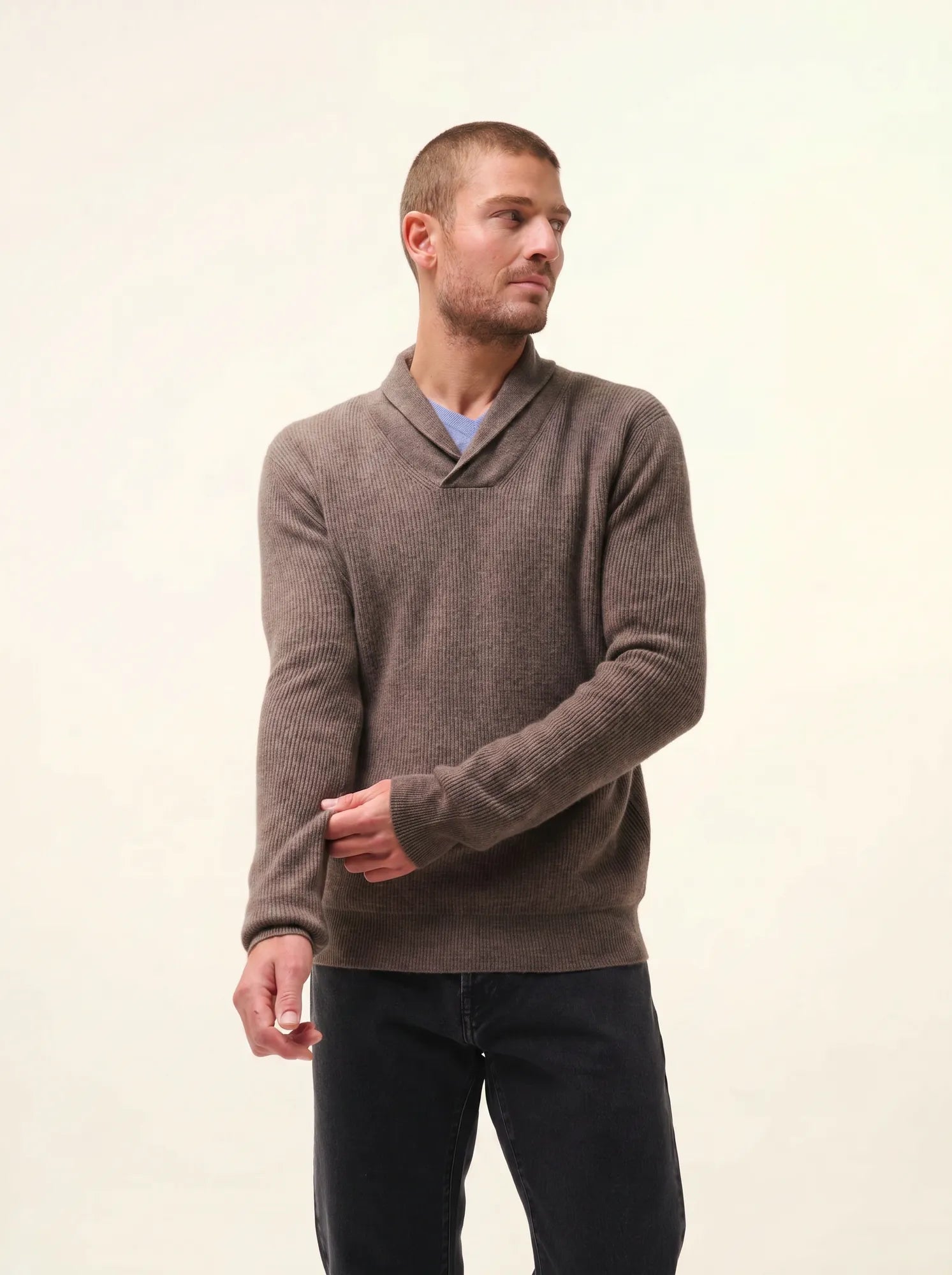 NINA pullover schalkragen taupe meliert