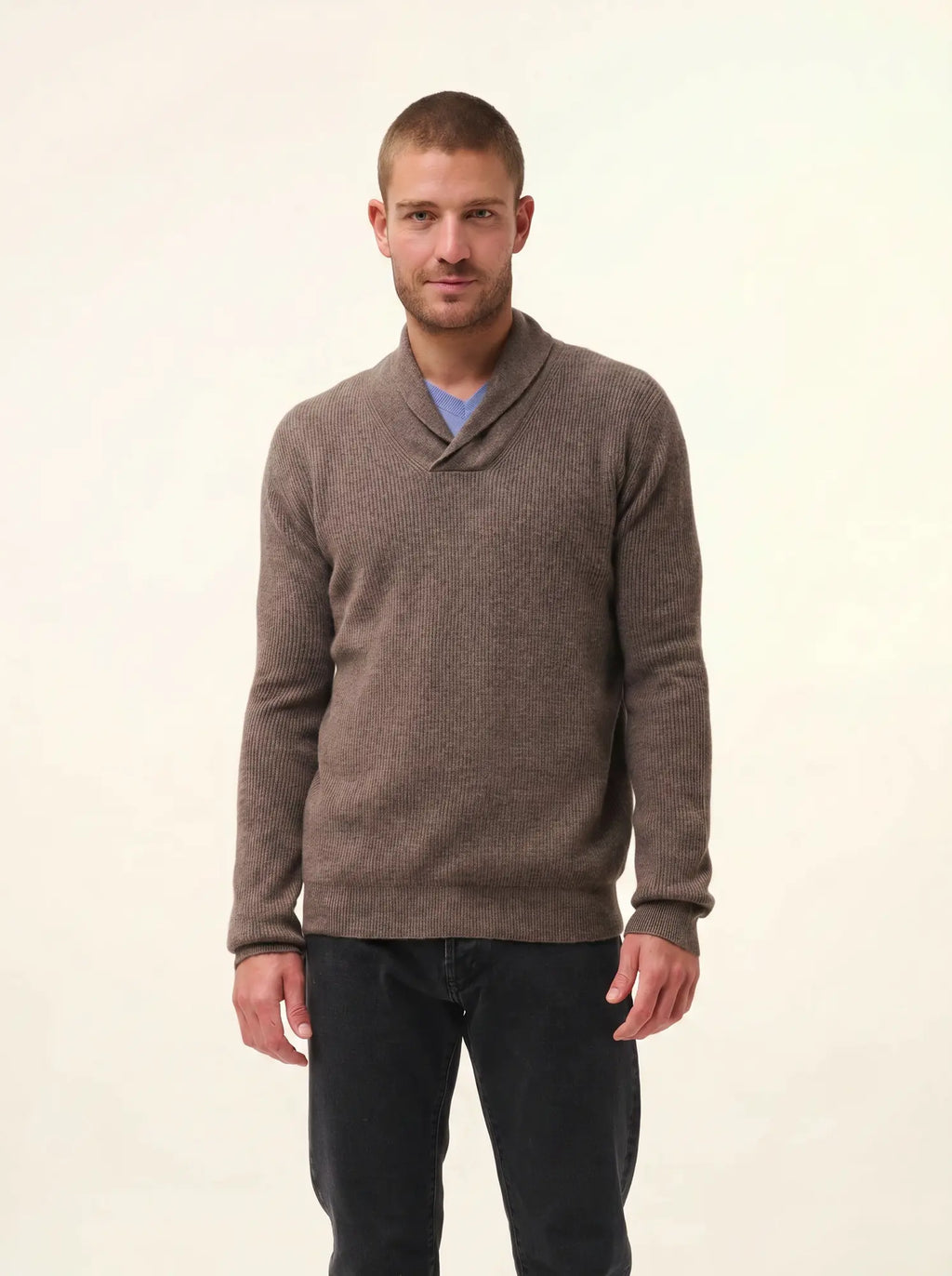 NINA pullover schalkragen taupe meliert