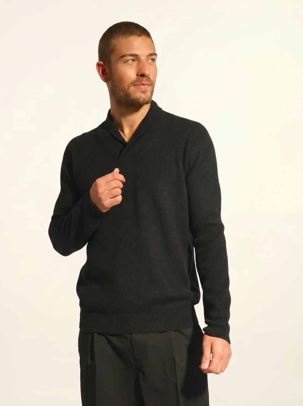 NINA pullover schalkragen schwarz