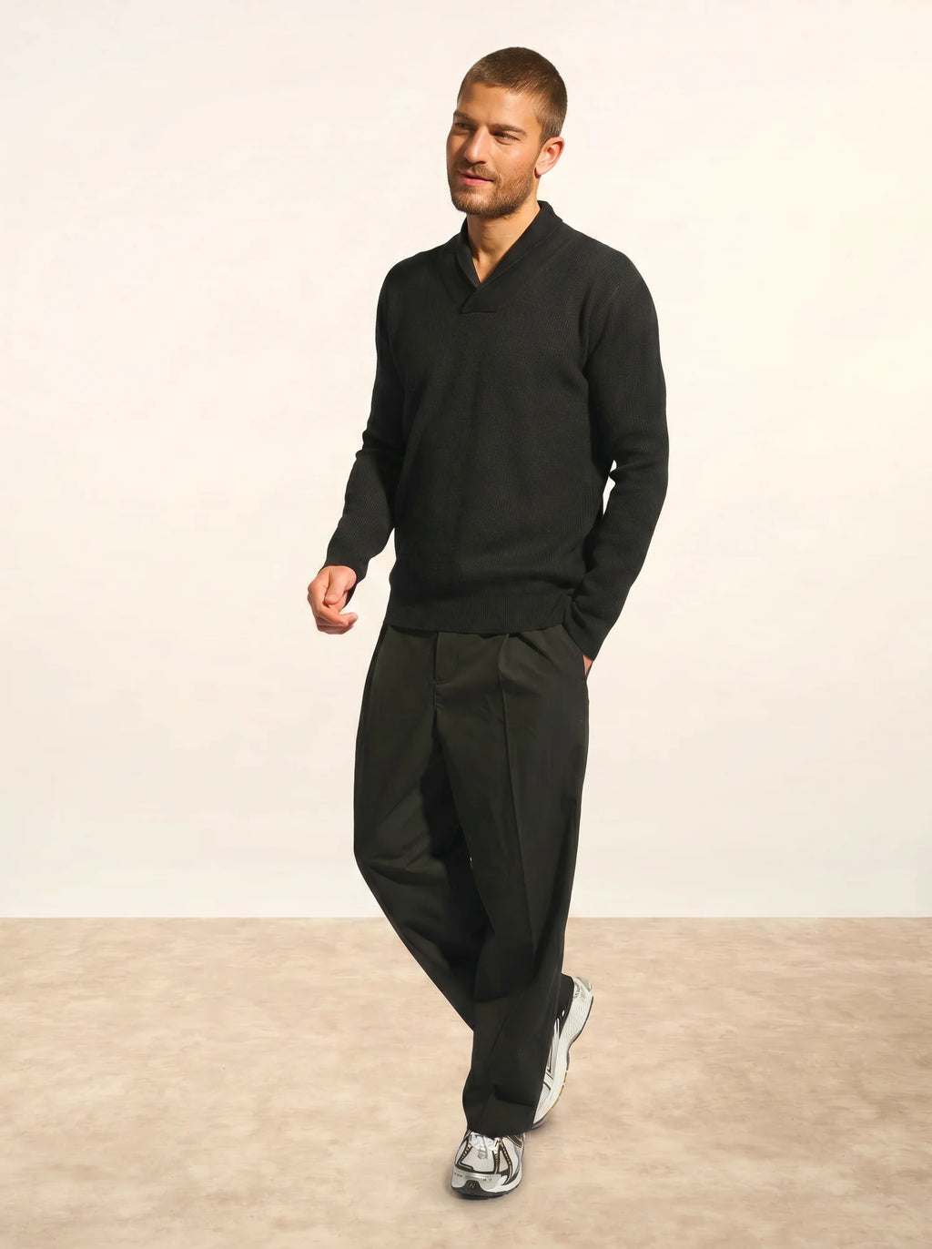 NINA pullover schalkragen schwarz