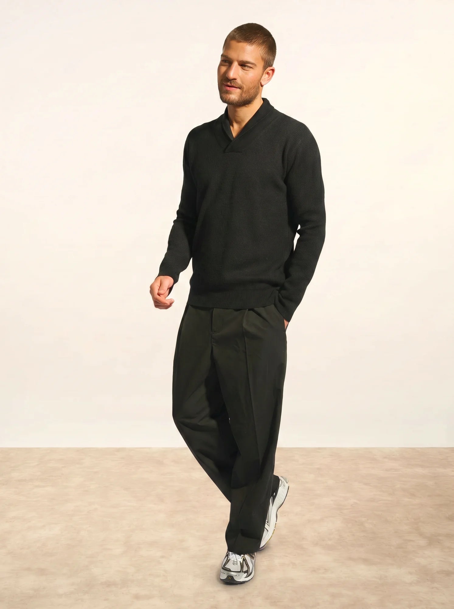 NINA pullover schalkragen schwarz