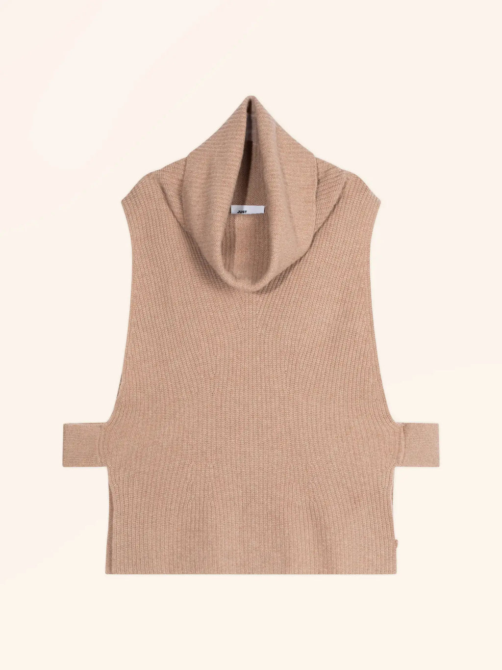 LOU cape rollkragen ärmellos 4-fädig camel meliert
