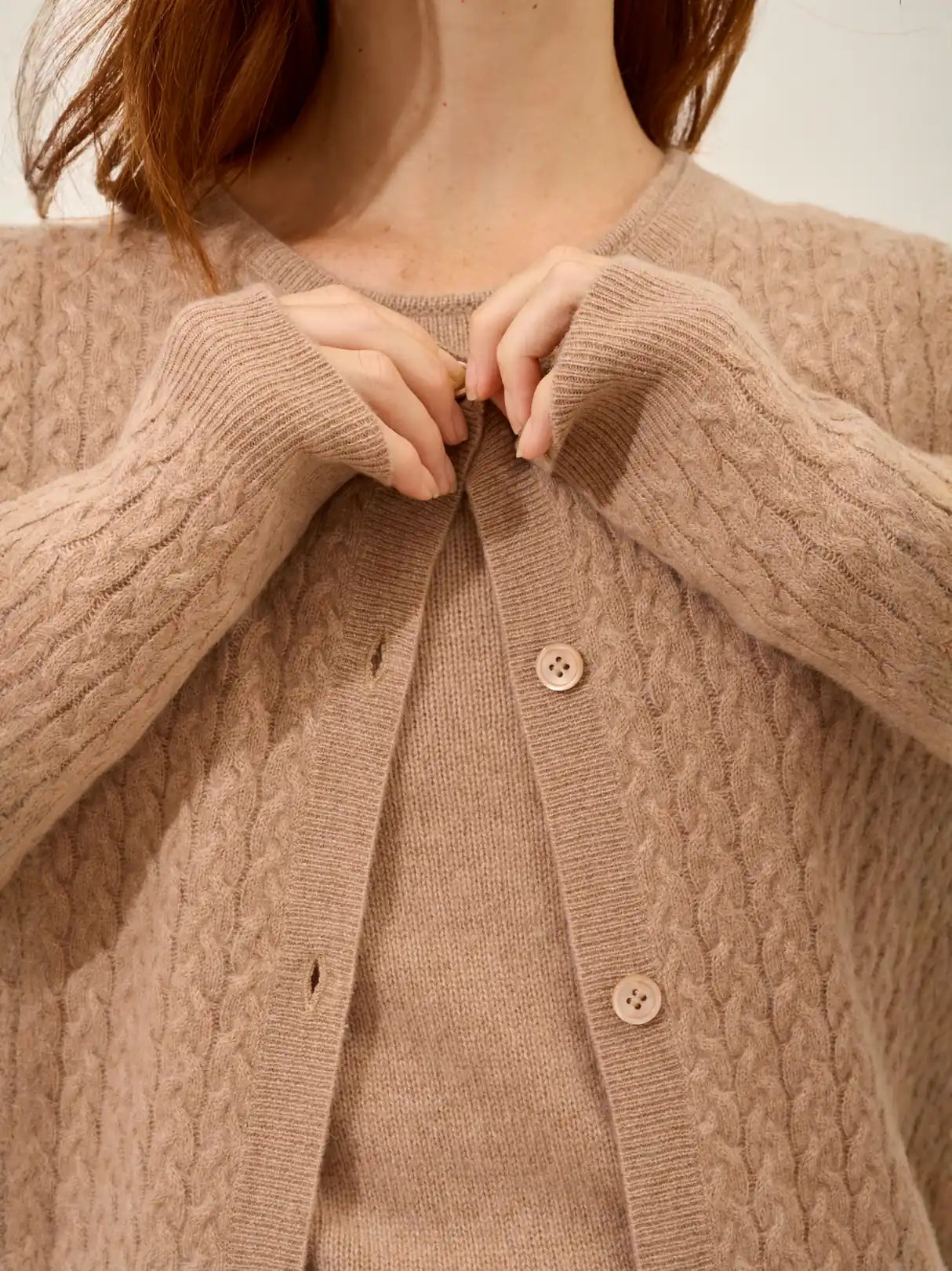 LAURA cardigan col rond camel chiné