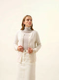 LAURA strickjacke rundhalsausschnitt schnee