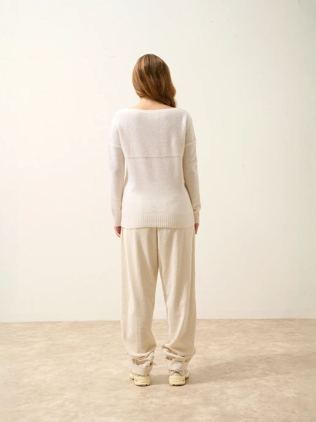 CASSIE pullover v-ausschnitt 4-fädig schnee