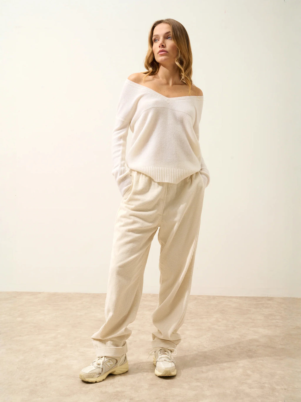 CASSIE pullover v-ausschnitt 4-fädig schnee