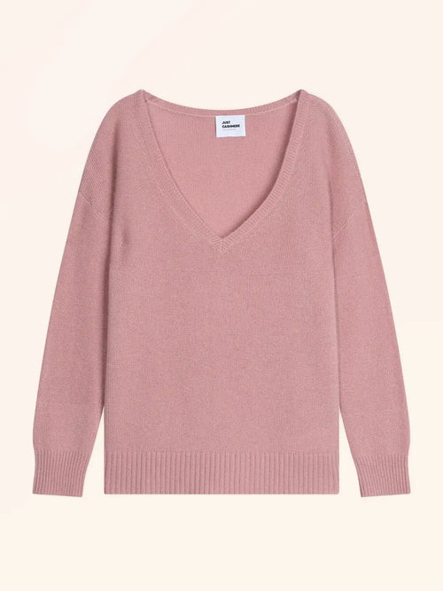 CASSIE pull col V 4 fils bois de rose