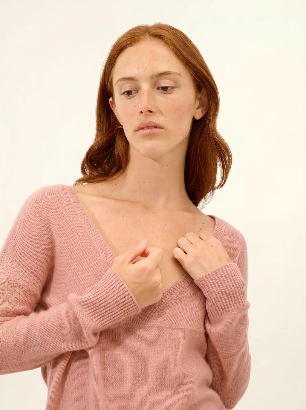 CASSIE pullover v-ausschnitt 4-fädig bois de rosa