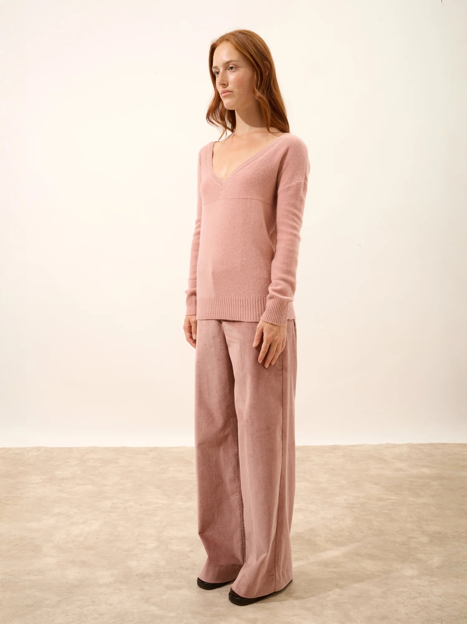 CASSIE pullover v-ausschnitt 4-fädig bois de rosa