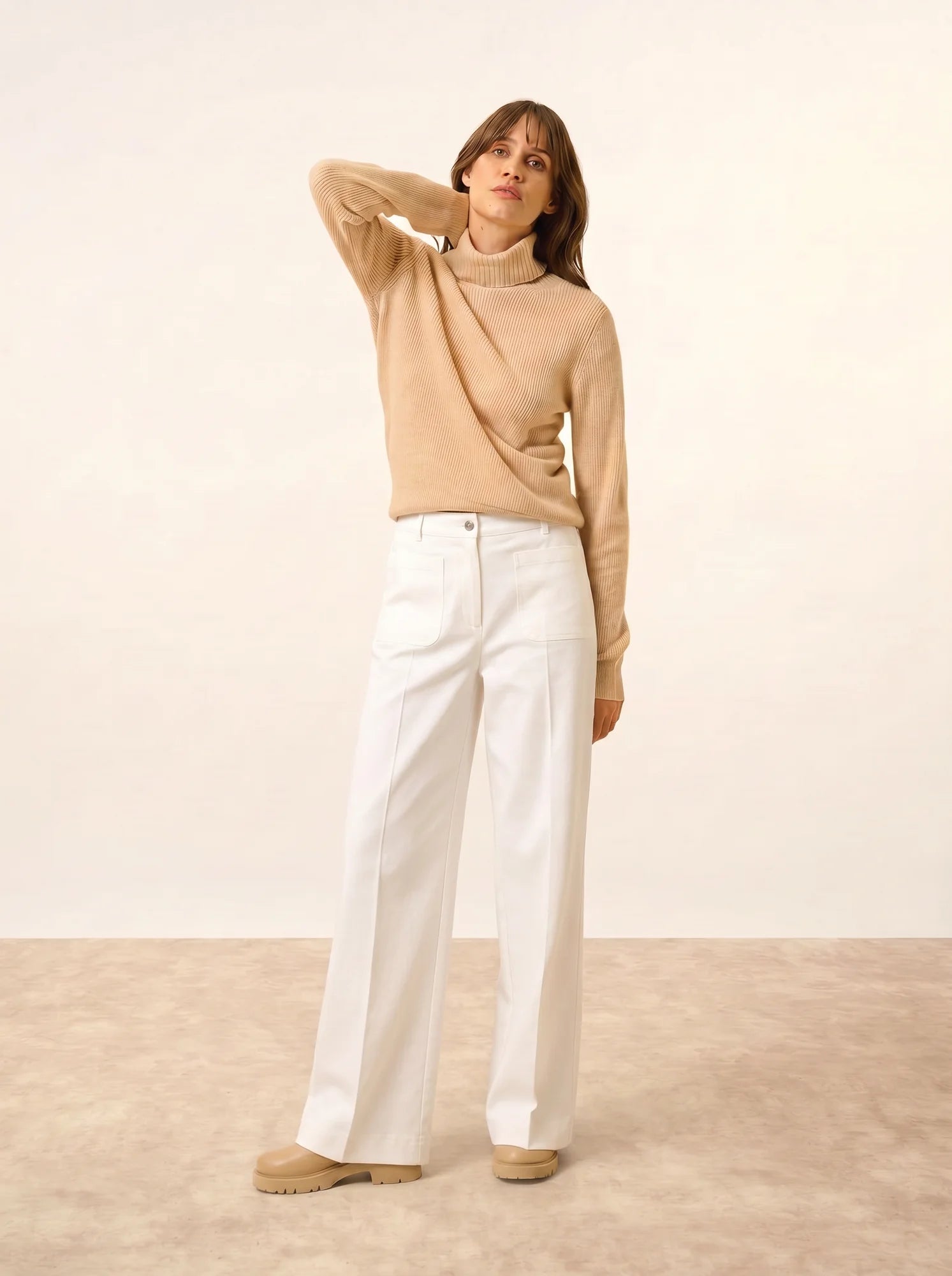 BILL pullover rollkragen sand