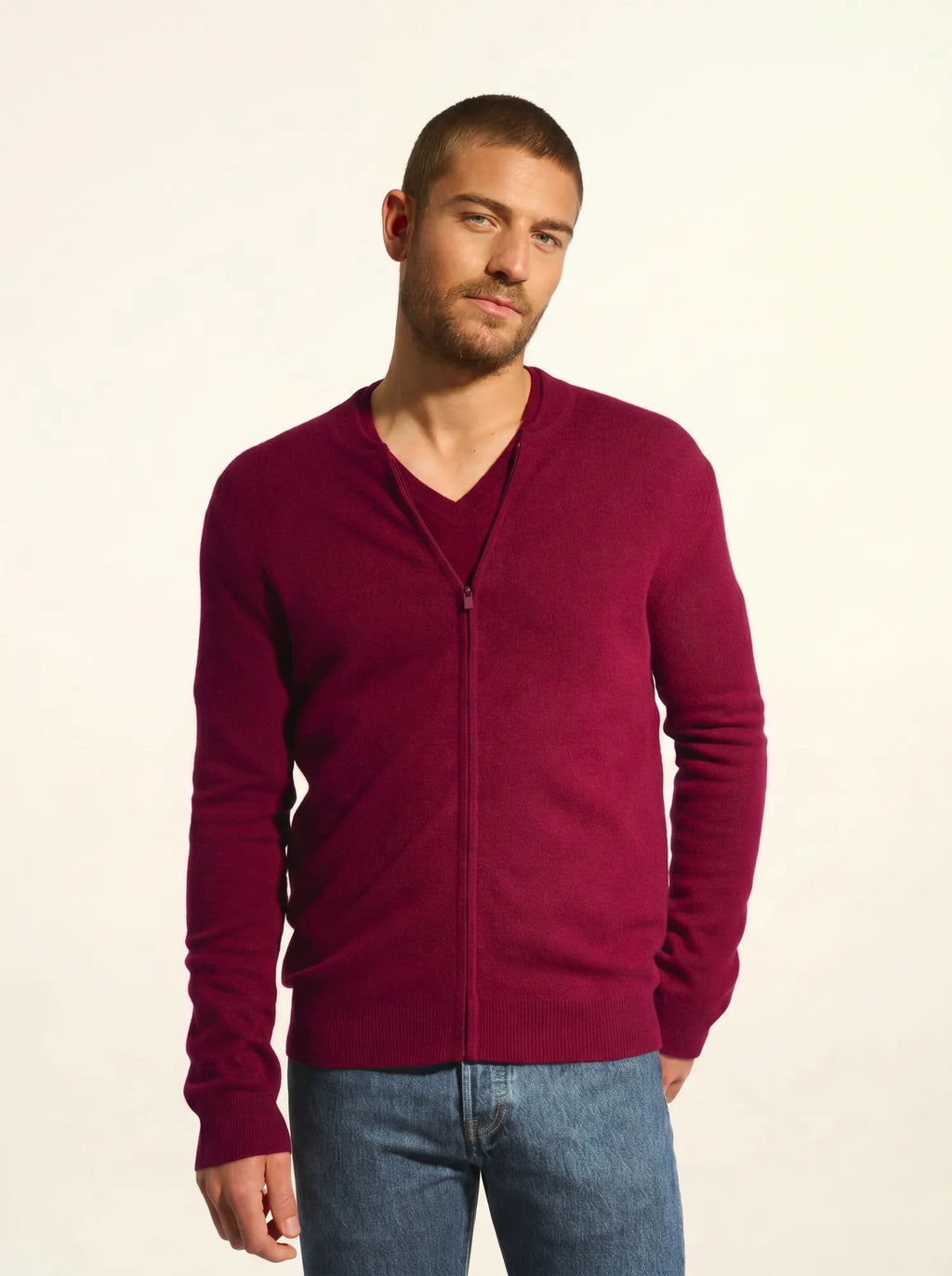 POLNOON weste mit reissverschluss col mao bordeaux