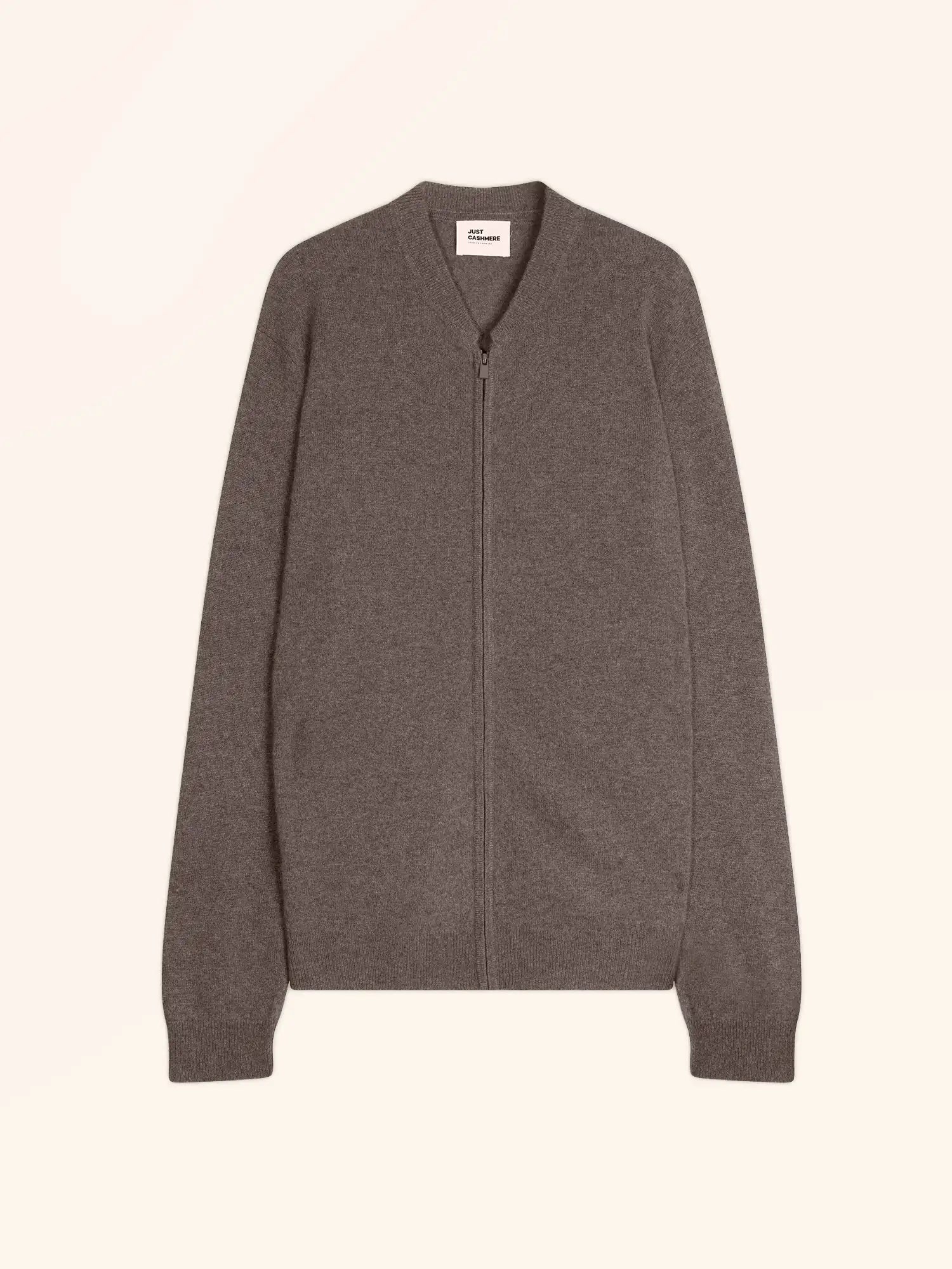 POLNOON gilet zippé col mao taupe chiné