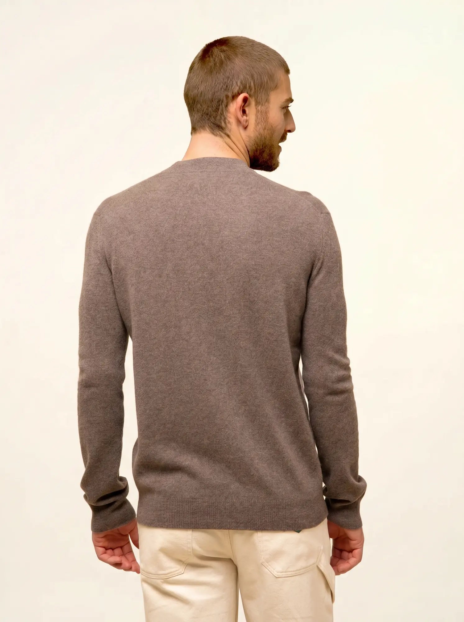 POLNOON gilet zippé col mao taupe chiné