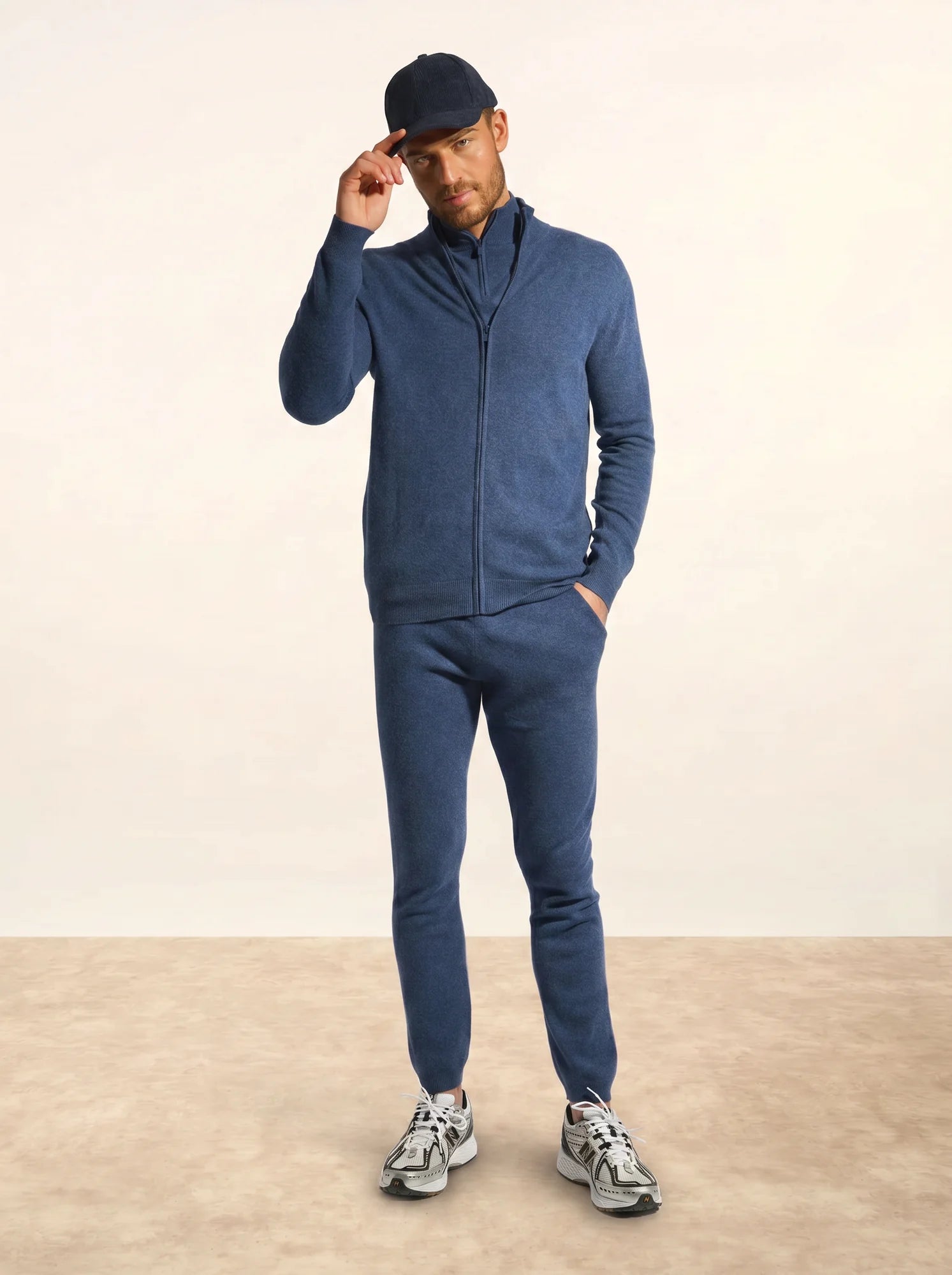 ALAN gilet zippé col montant océan chiné