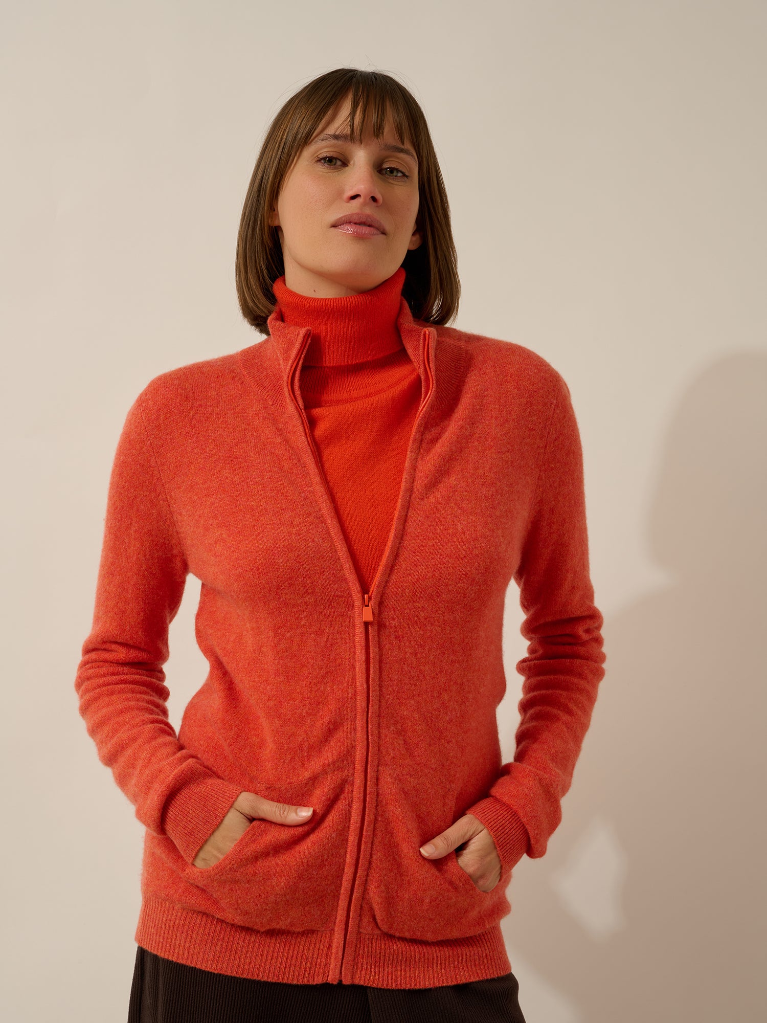 AYR gilet col montant orange chiné