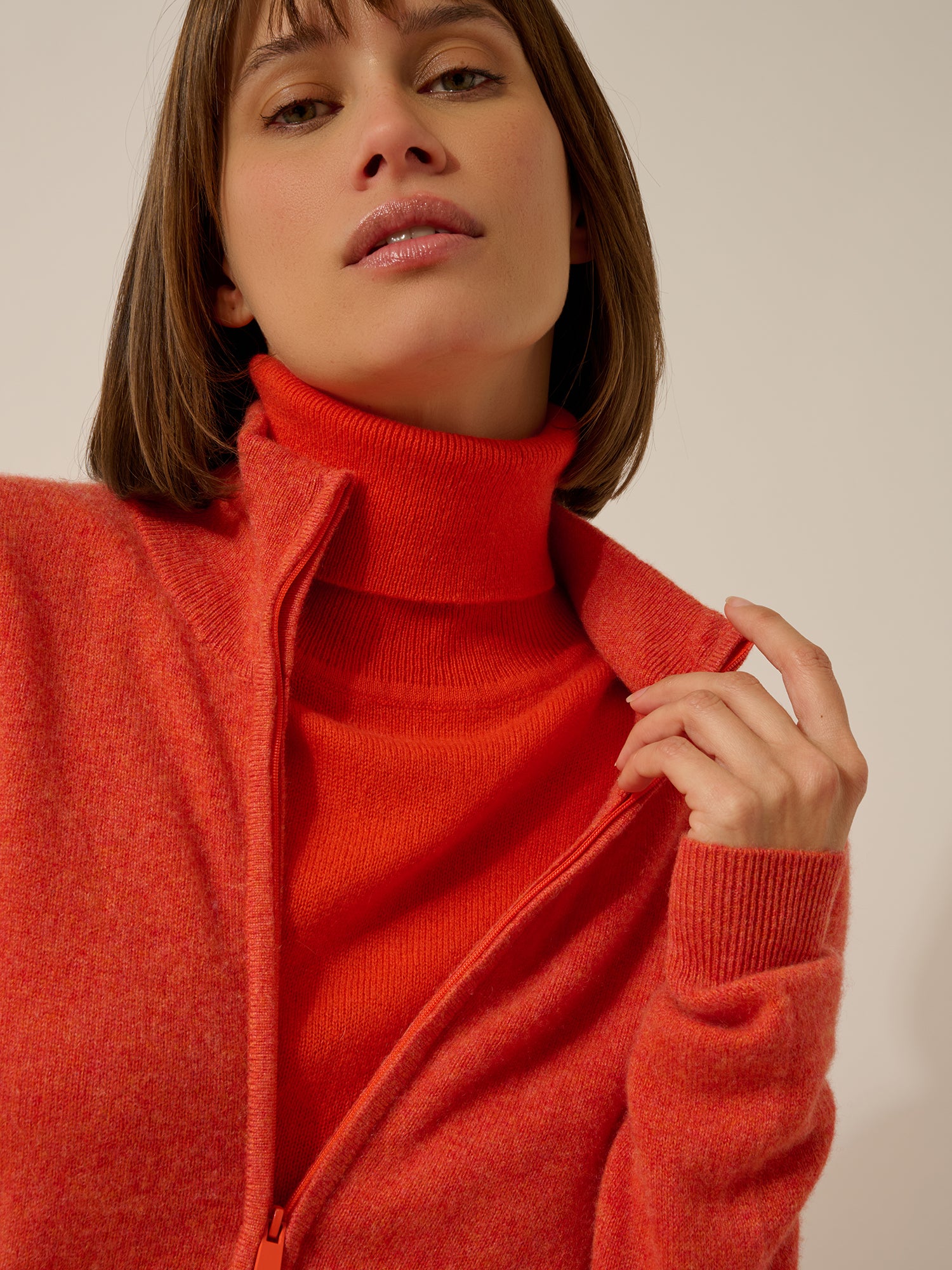 AYR gilet col montant orange chiné