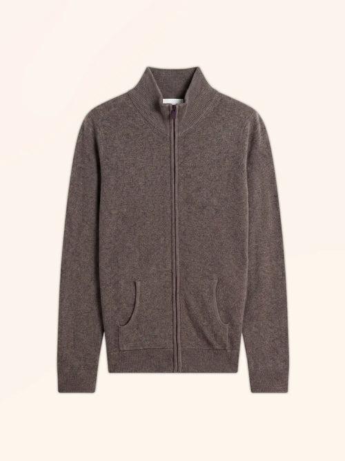 AYR gilet zippé col montant taupe chiné