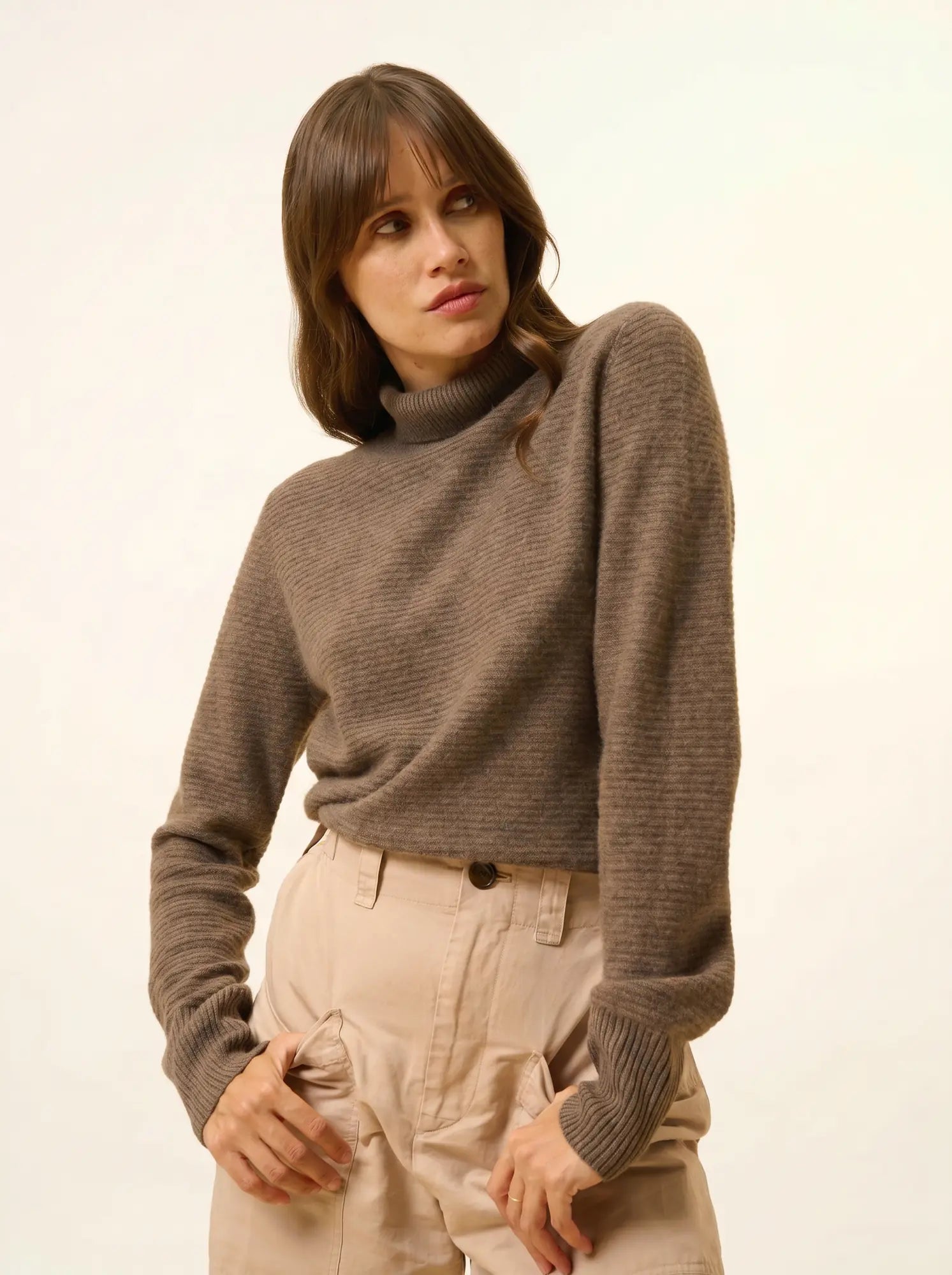 UDNY pullover rollkragen taupe meliert