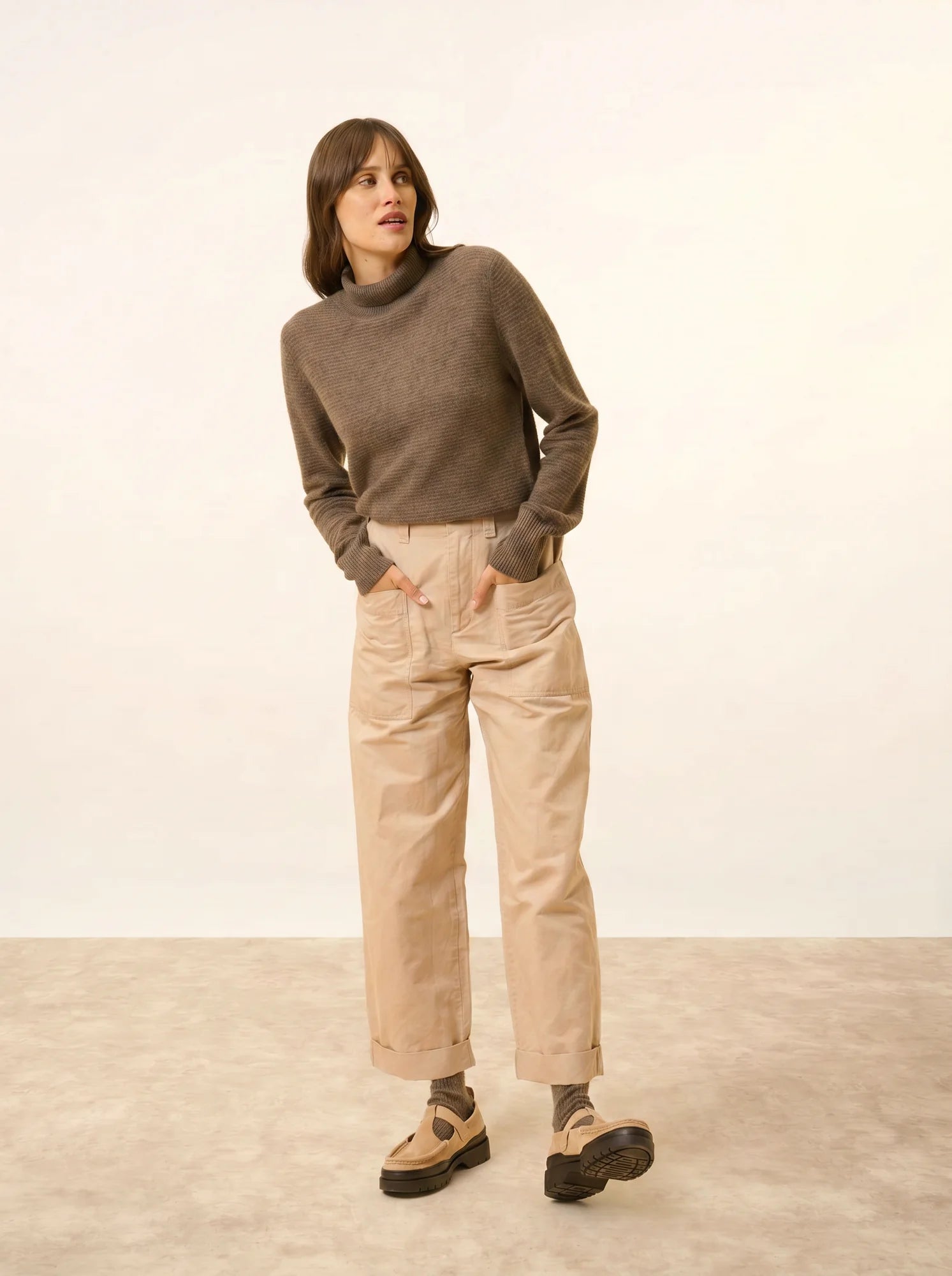 UDNY pullover rollkragen taupe meliert
