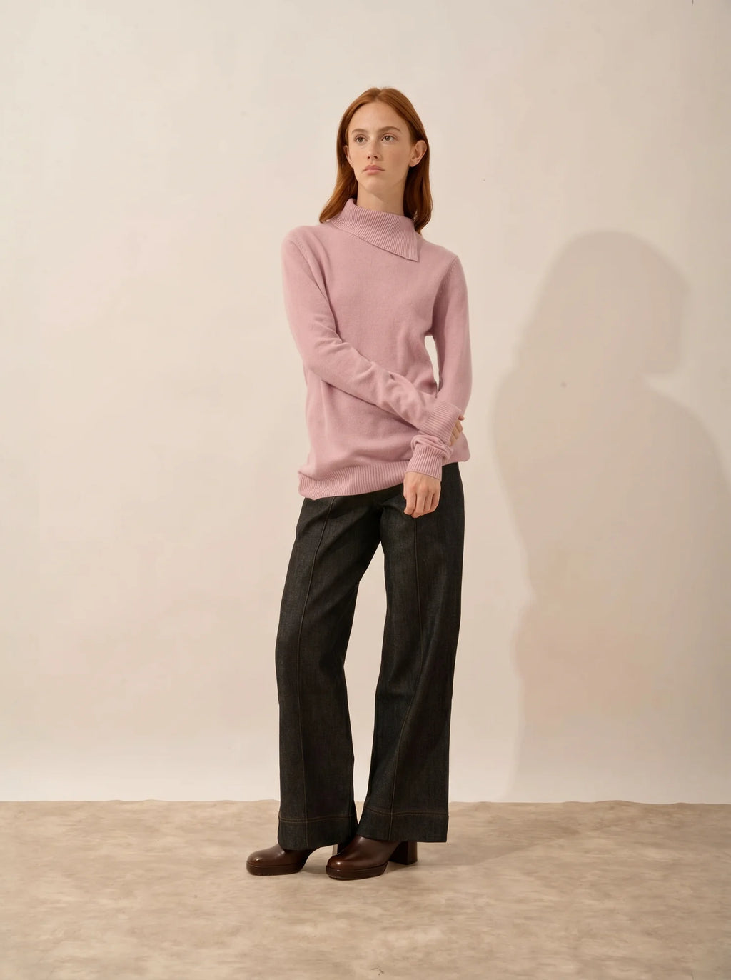 DUNDEE Sweater Turtleneck Buttoned Rosewood