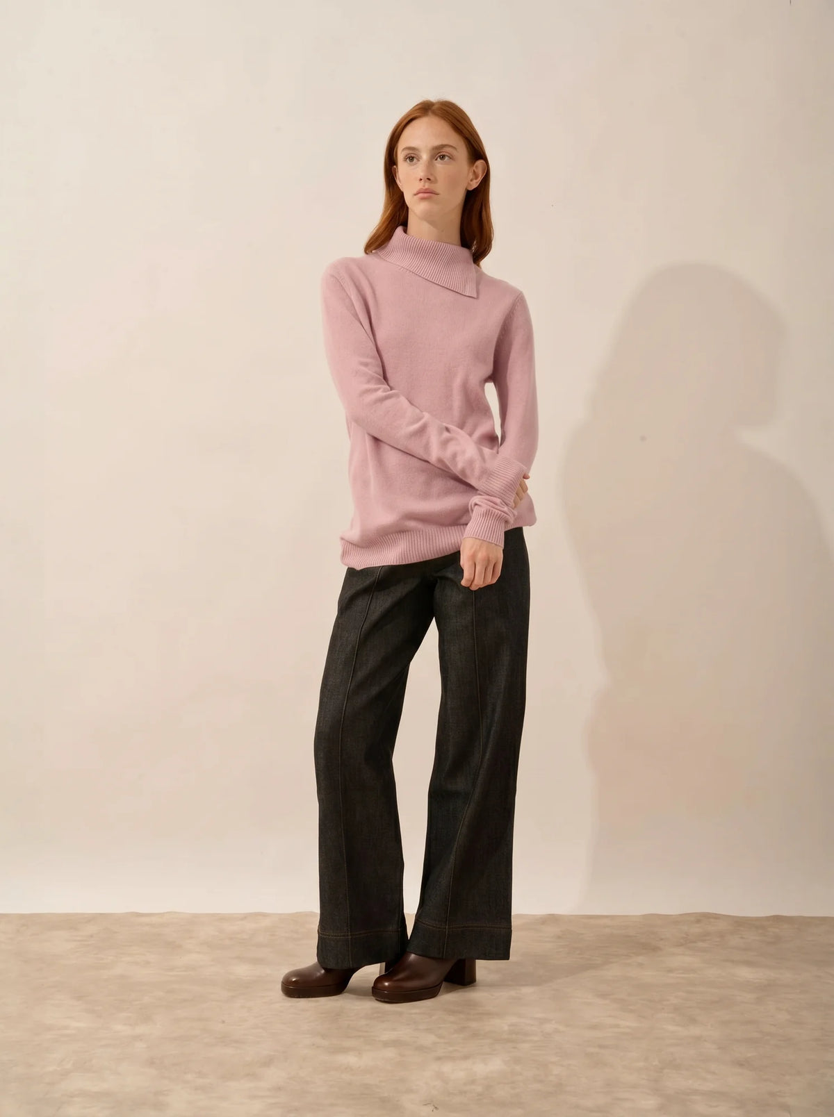 DUNDEE Sweater Turtleneck Buttoned Rosewood
