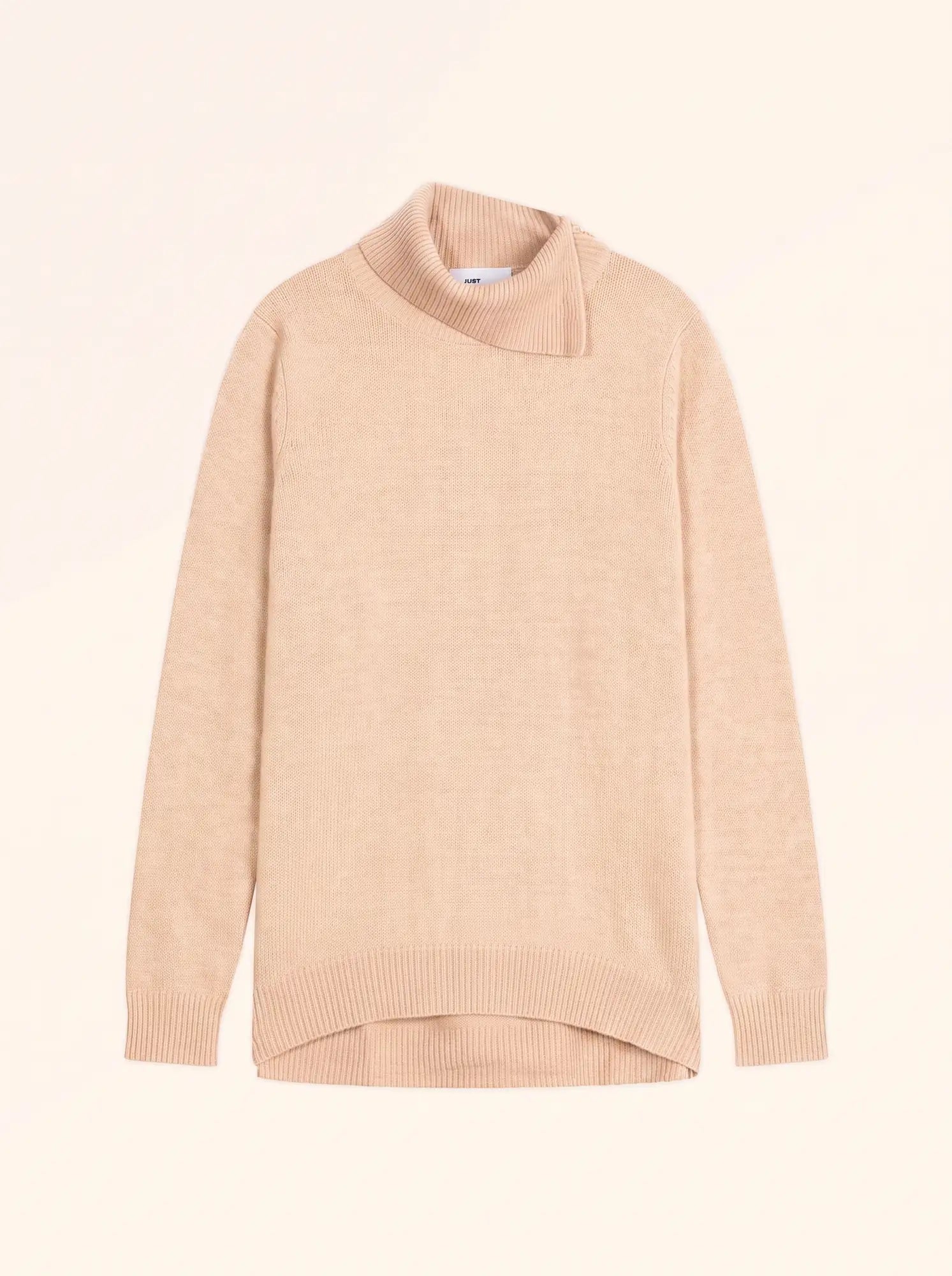 DUNDEE pullover rollkragen geknöpft sand