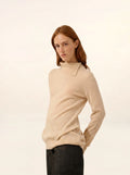 DUNDEE pullover rollkragen geknöpft sand