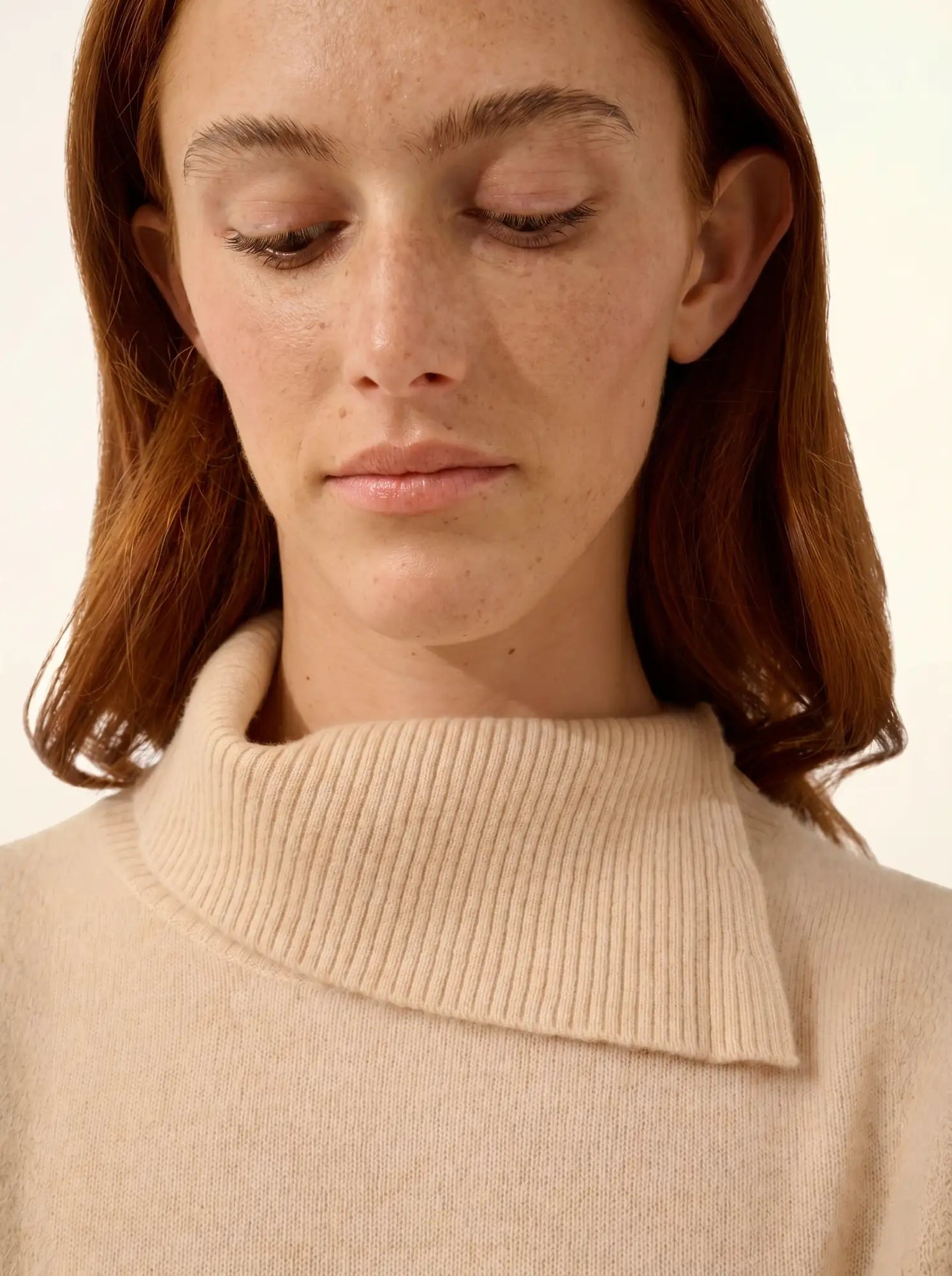 DUNDEE pullover rollkragen geknöpft sand