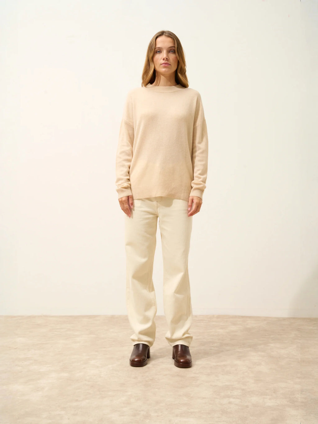 JOSPE pullover rundhalsausschnitt sand
