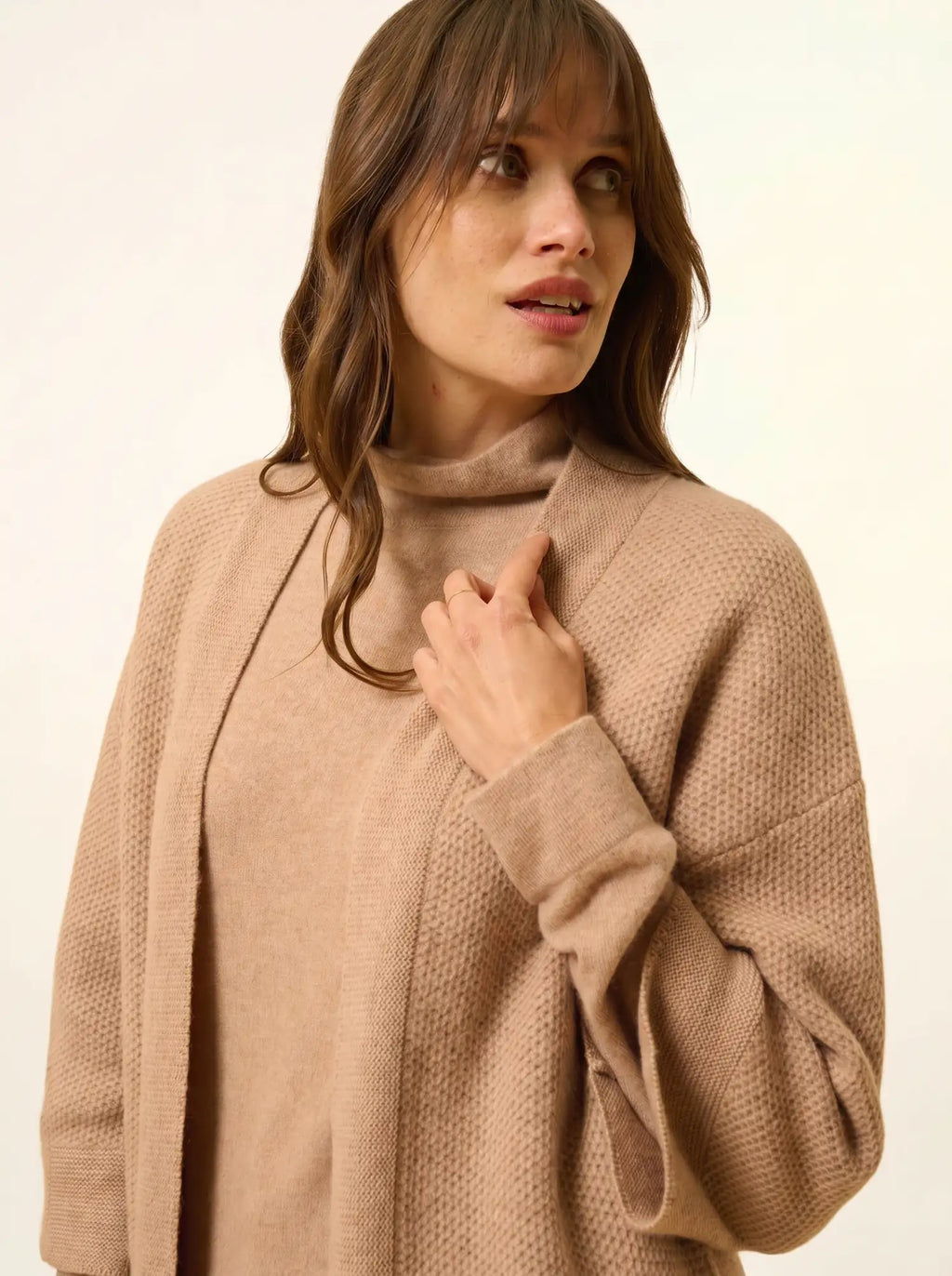 ABOYNE jacke kimono 4-fädig camel meliert