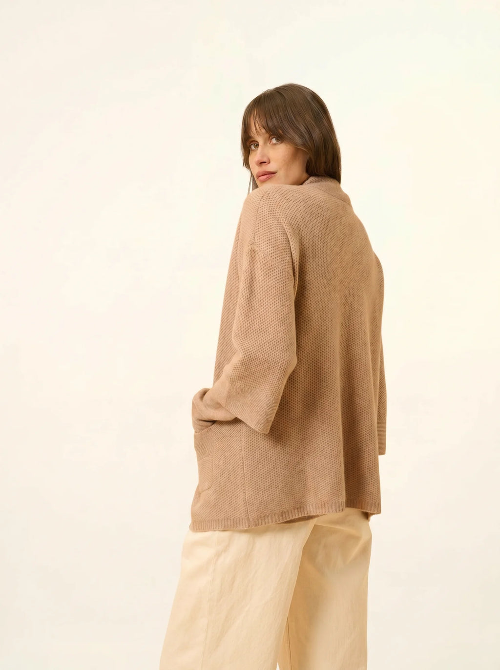 ABOYNE jacke kimono 4-fädig camel meliert