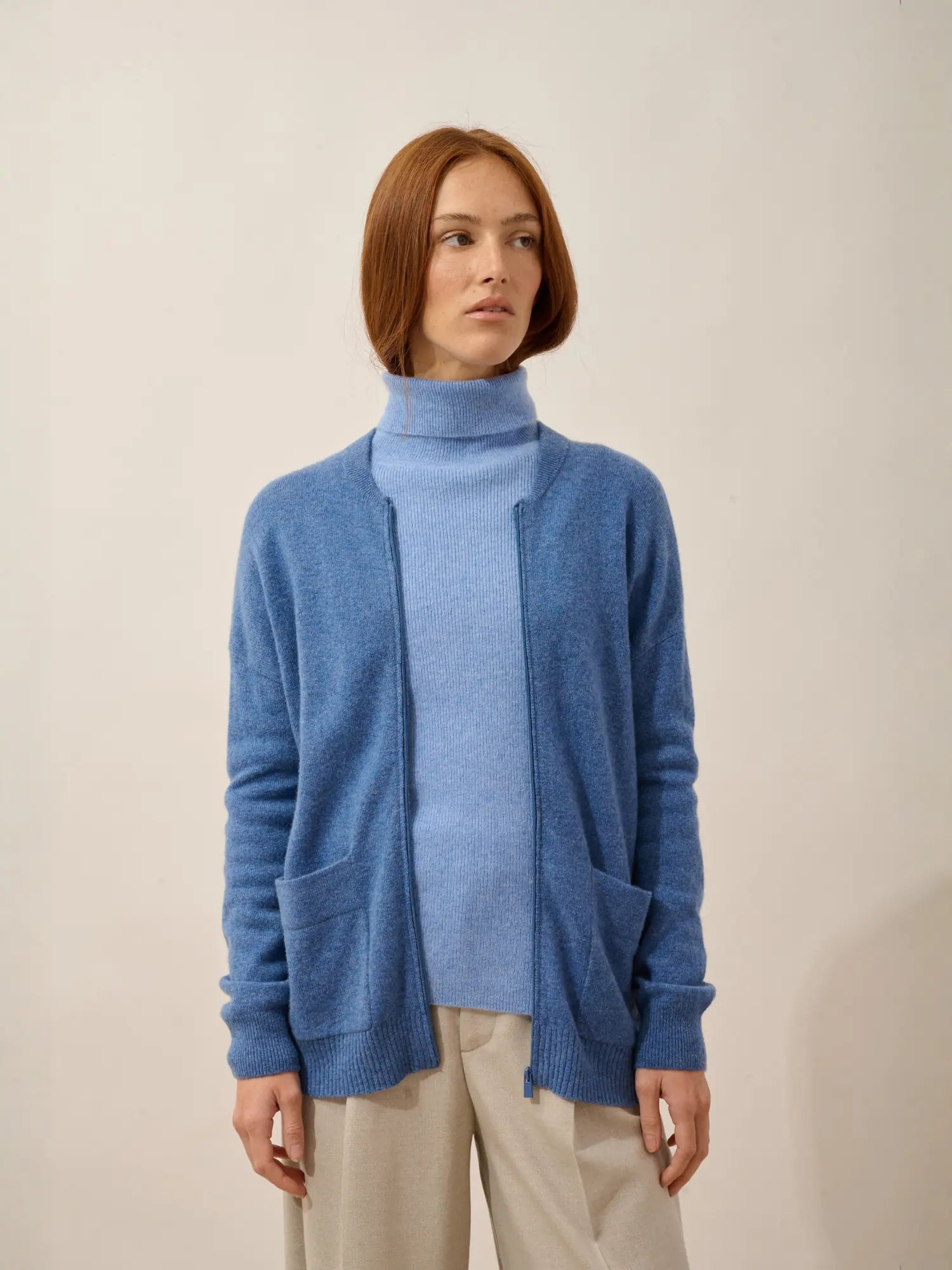 ERVIE weste mit reissverschluss col mao blau denim