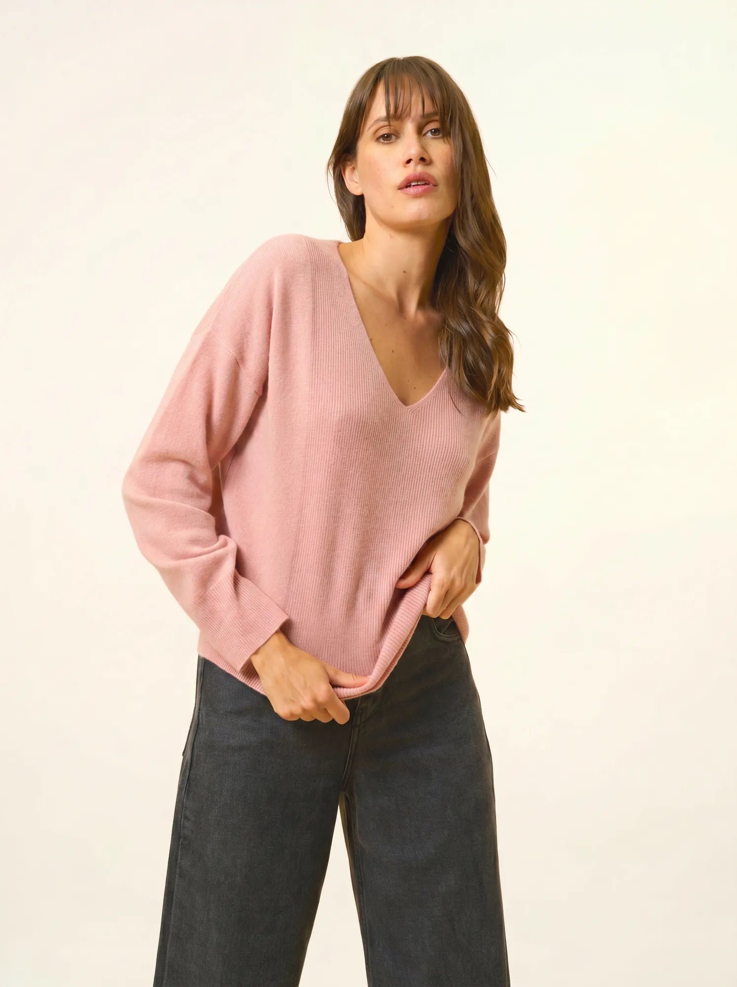 BIRSE pullover v-ausschnitt bois de rosa