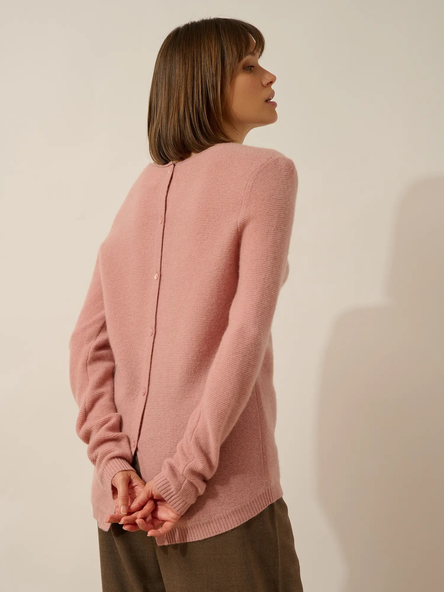 OLENA pullover rundhalsausschnitt geknöpft hinten bois de rosa