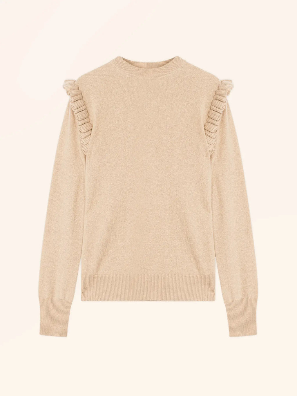 BOXBURN pullover rundhalsausschnitt volants épaules sand