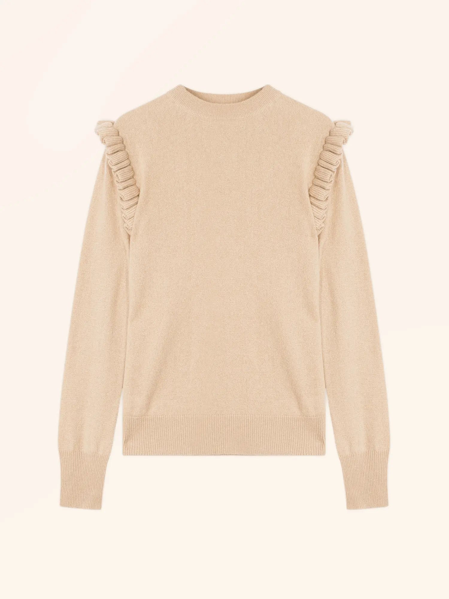 BOXBURN pullover rundhalsausschnitt volants épaules sand