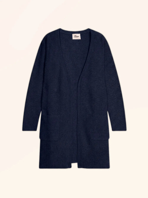 BRAEMAR veste longue ouverte 4 fils bleu marine