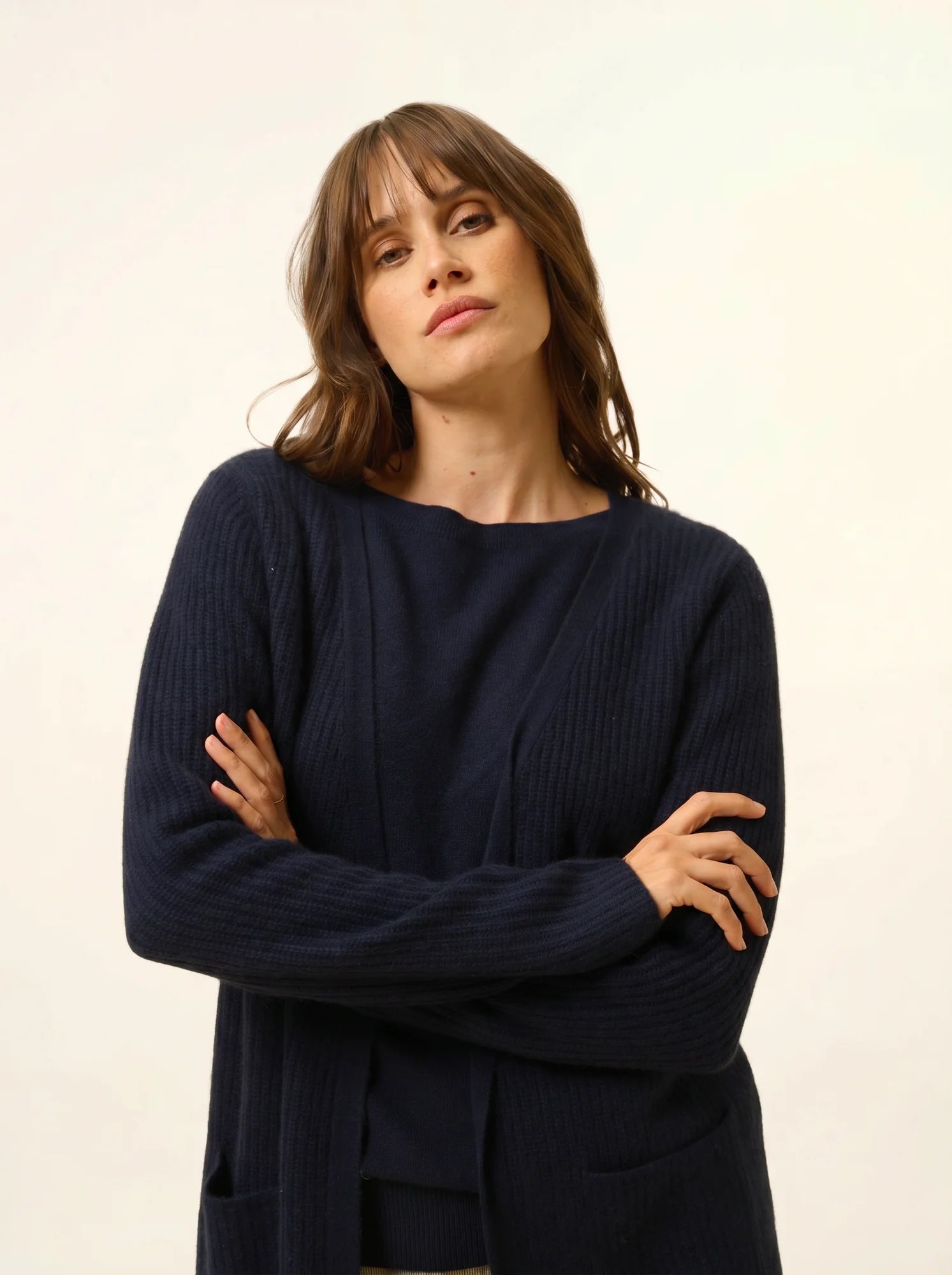 BRAEMAR jacke lang offen 4-fädig marineblau