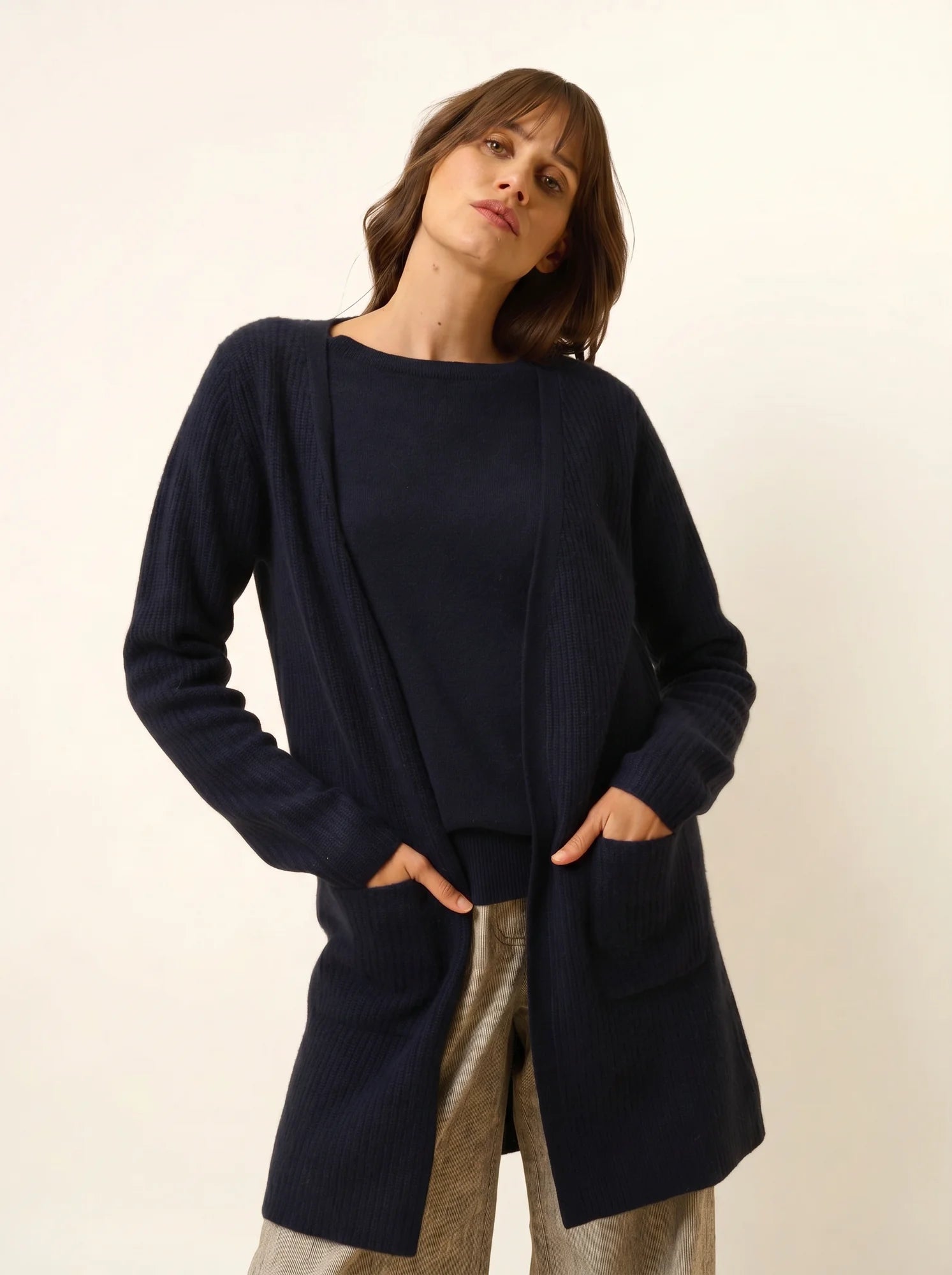 BRAEMAR jacke lang offen 4-fädig marineblau