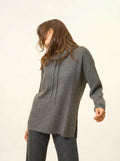 MELROSE pullover stehkragen kordelzug seitenschlitze anthrazit meliert