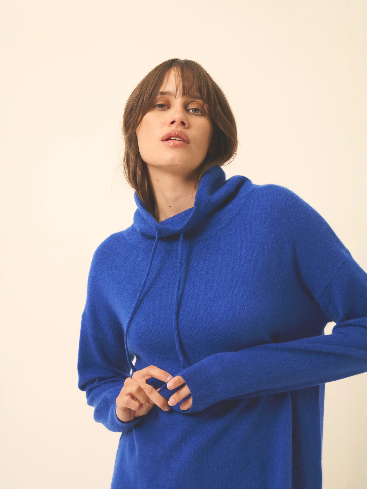 MELROSE pullover stehkragen kordelzug seitenschlitze ultramarin