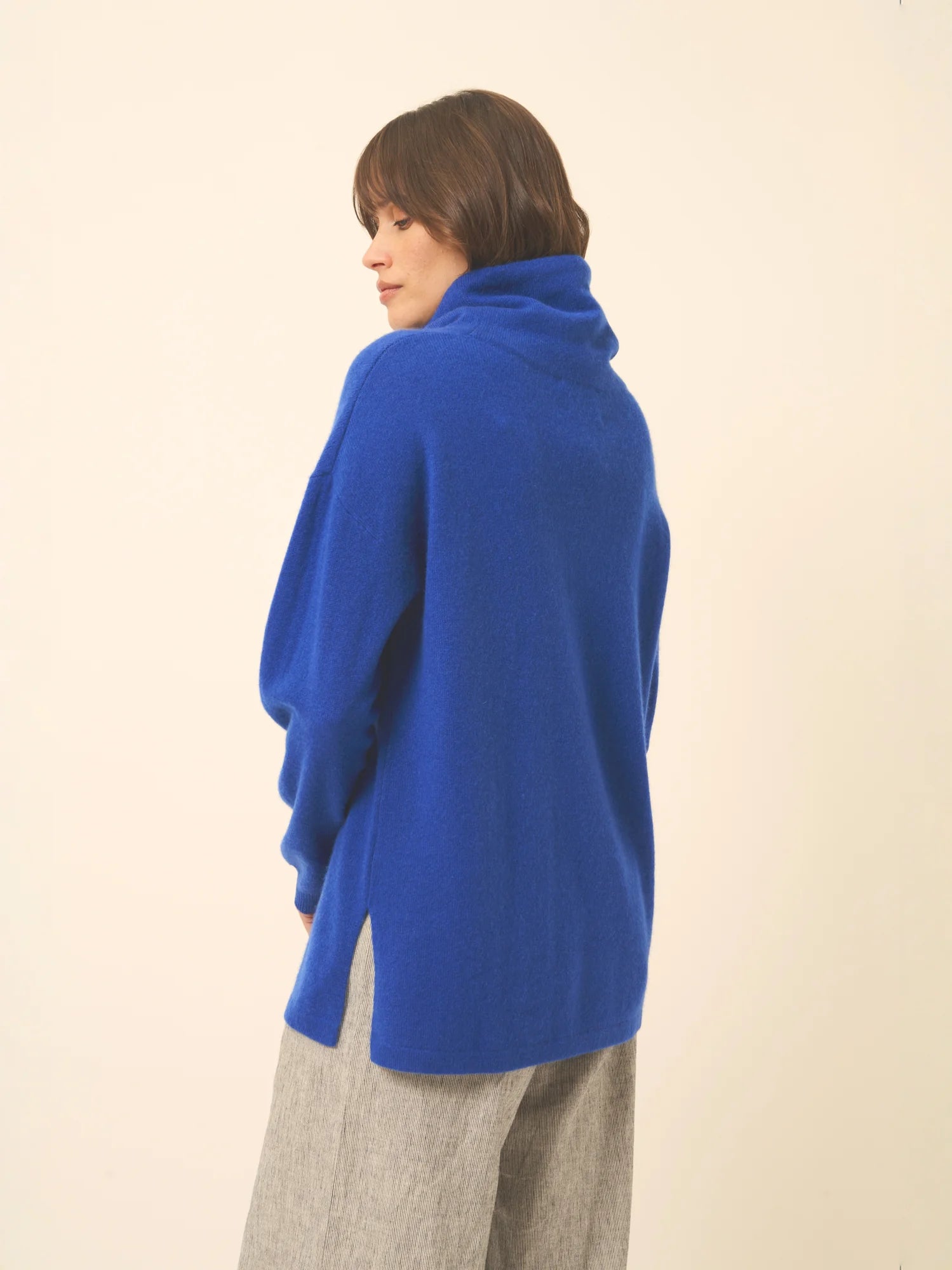 MELROSE pullover stehkragen kordelzug seitenschlitze ultramarin