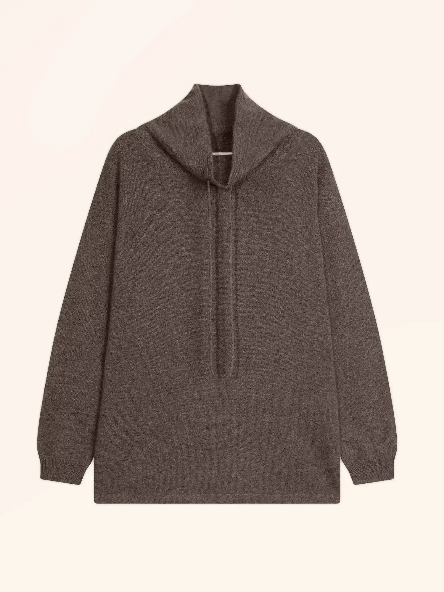 MELROSE pullover stehkragen kordelzug seitenschlitze taupe meliert