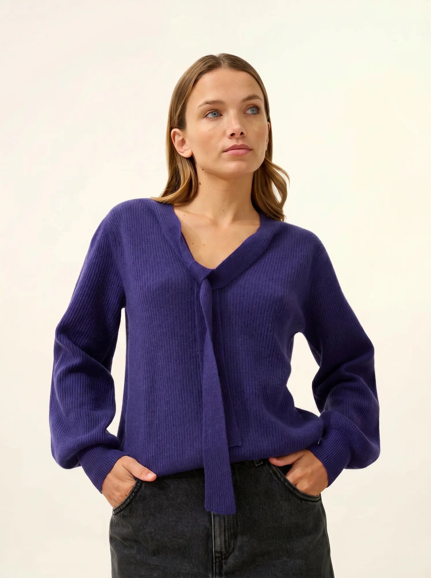 NOTY pullover col lavallière violett
